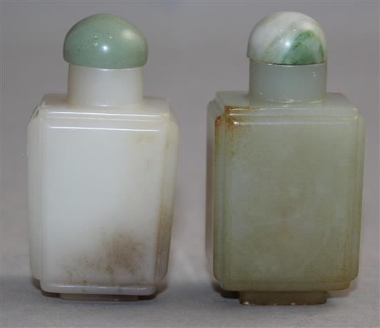 Two Chinese jade rectangular snuff bottles, 1800-1900, Richards no.s115 and 243